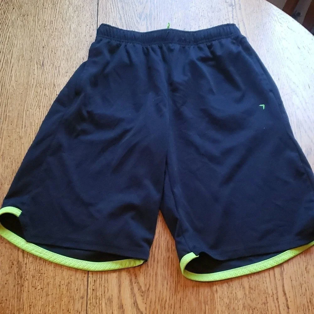 Old Navy Dry Fit Youth 14/16 Black Neon Accent Athletic Shorts‎ Youth Male